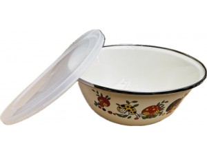 Miska emaliowana z pokrywką 16cm